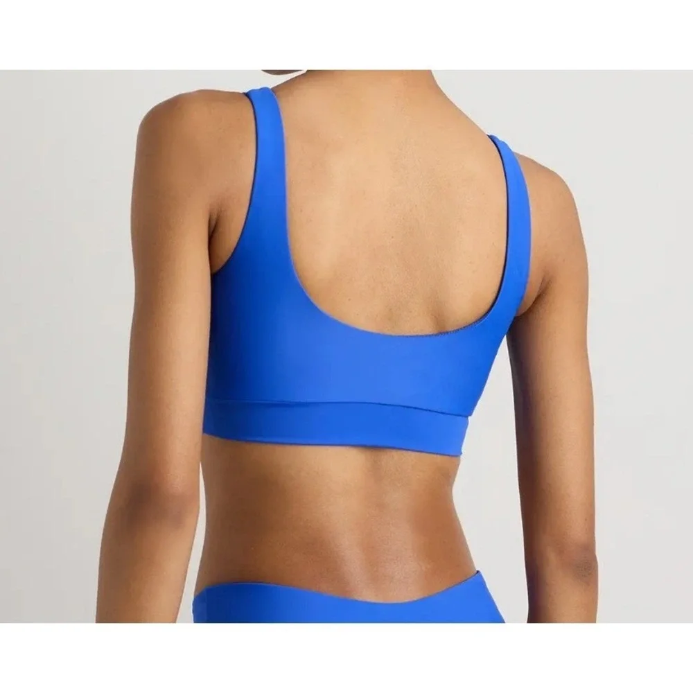 quince italian tank bikini top swimsuit in electric blue, women size large